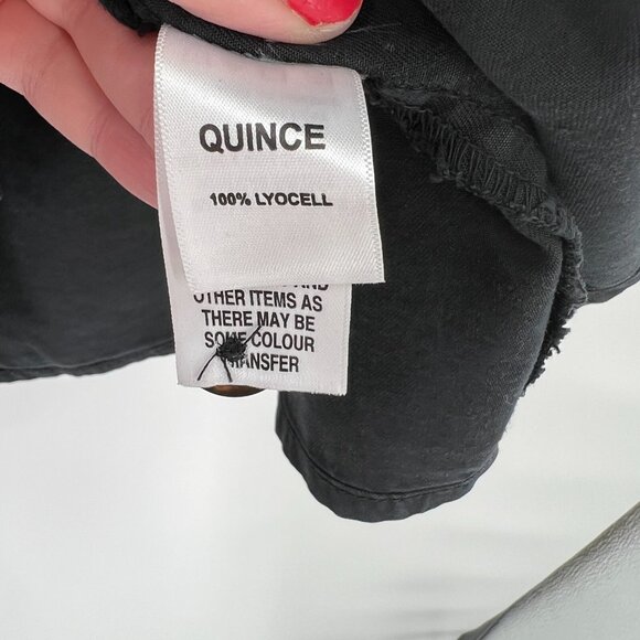 Quince Vintage Wash Tencel Button Front Dress Black sz XS NWT Mini Short Sleeve - Picture 4 of 6
